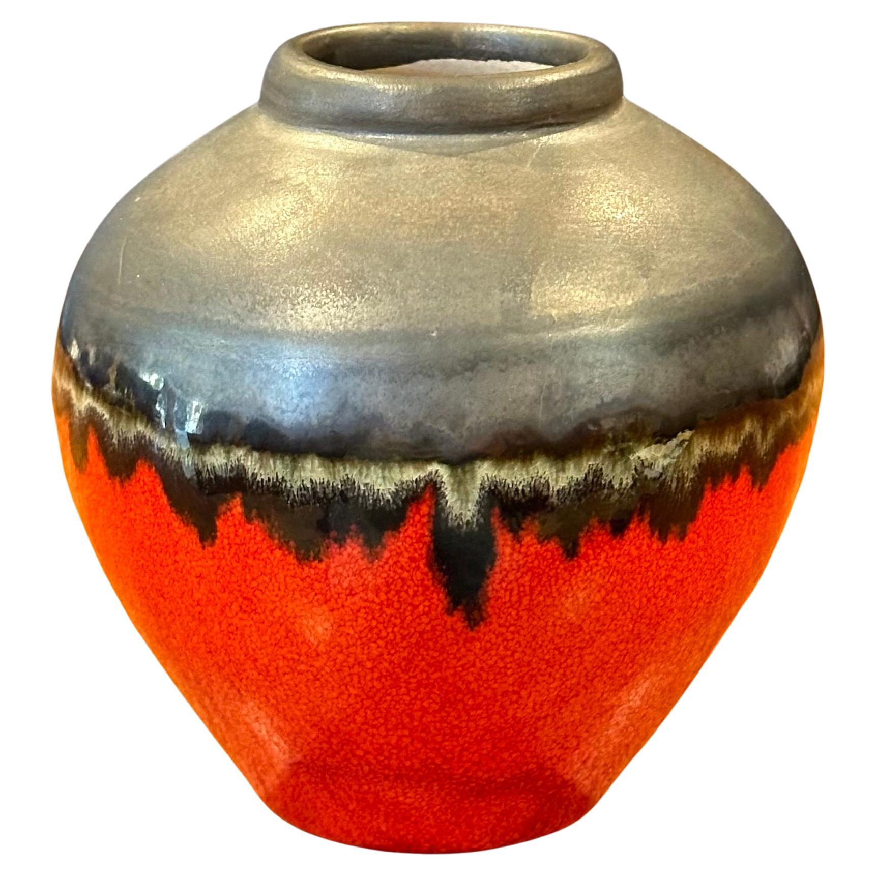 Small Red Lava Glazed Vase For Sale 4