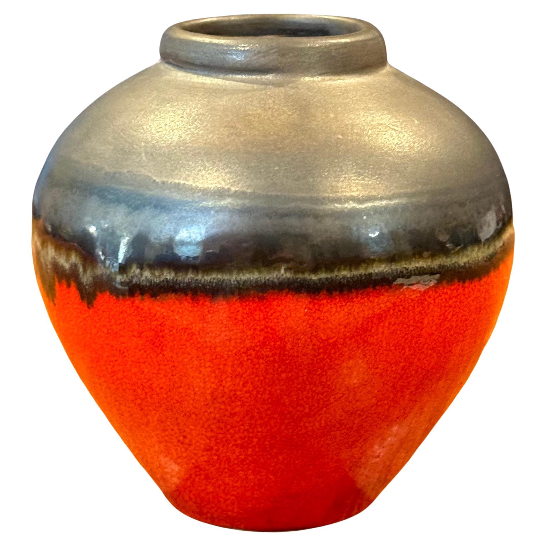 American Small Red Lava Glazed Vase For Sale