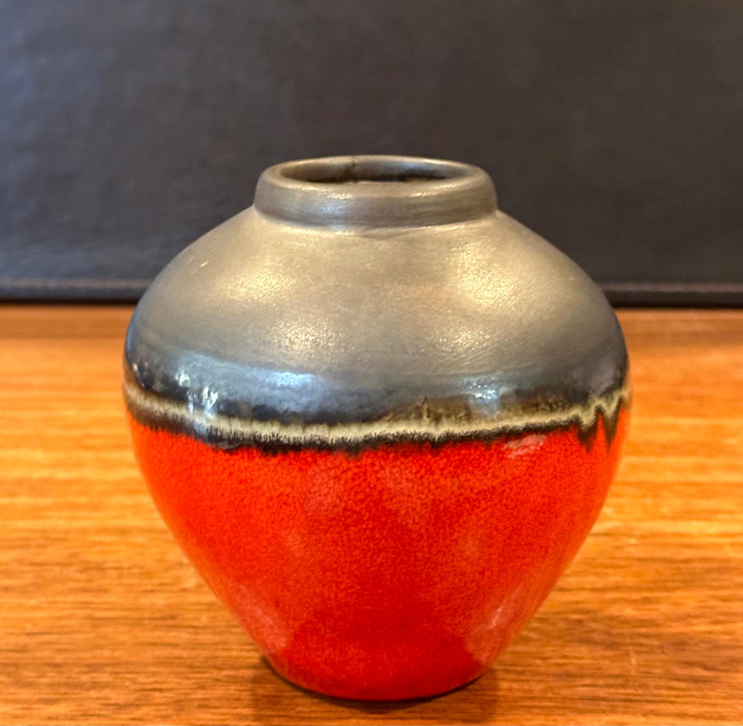 20th Century Small Red Lava Glazed Vase For Sale