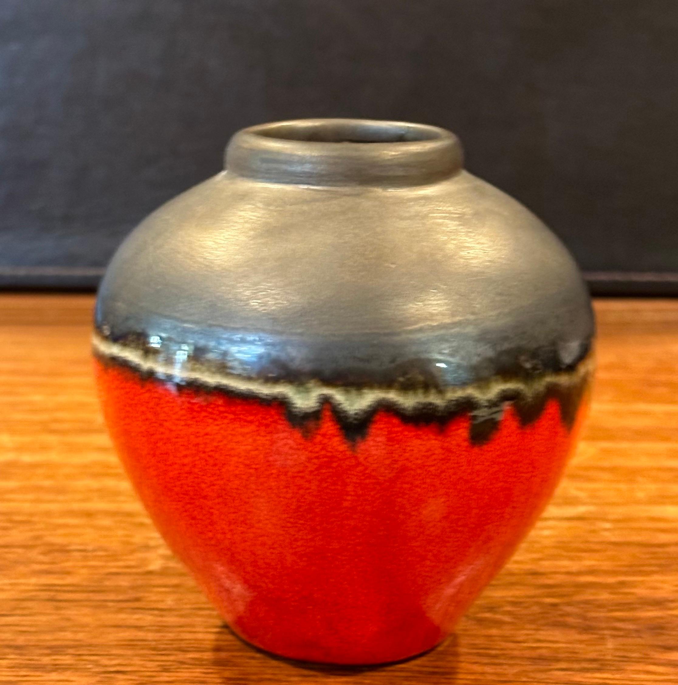 Small Red Lava Glazed Vase For Sale 1