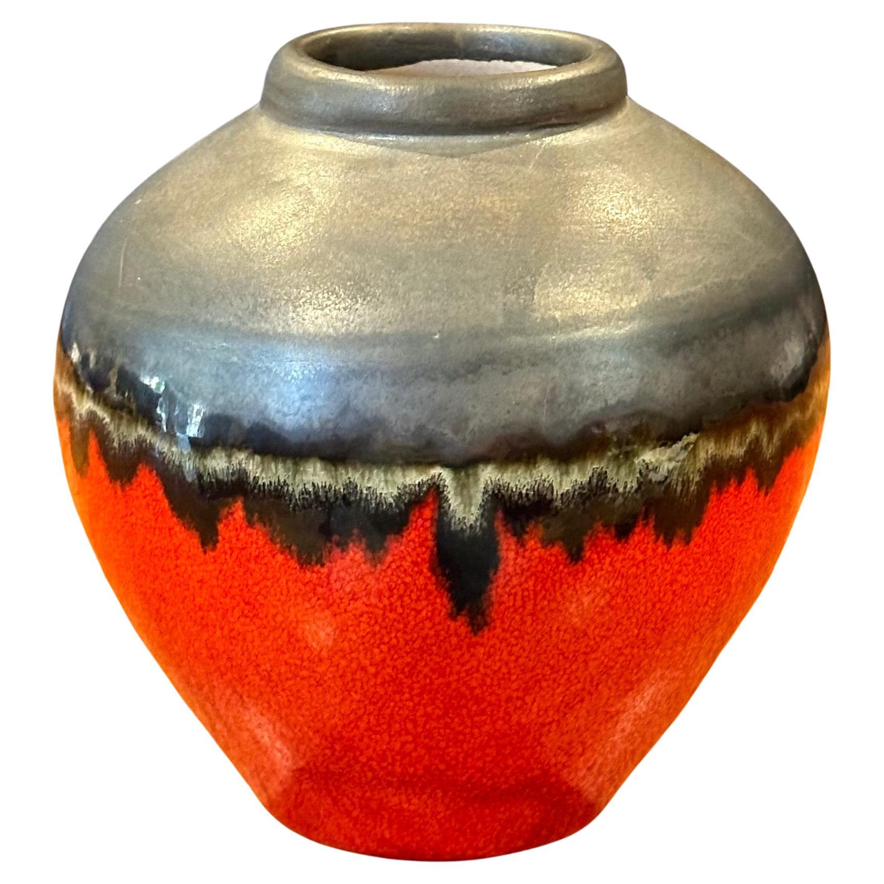 Small Red Lava Glazed Vase For Sale