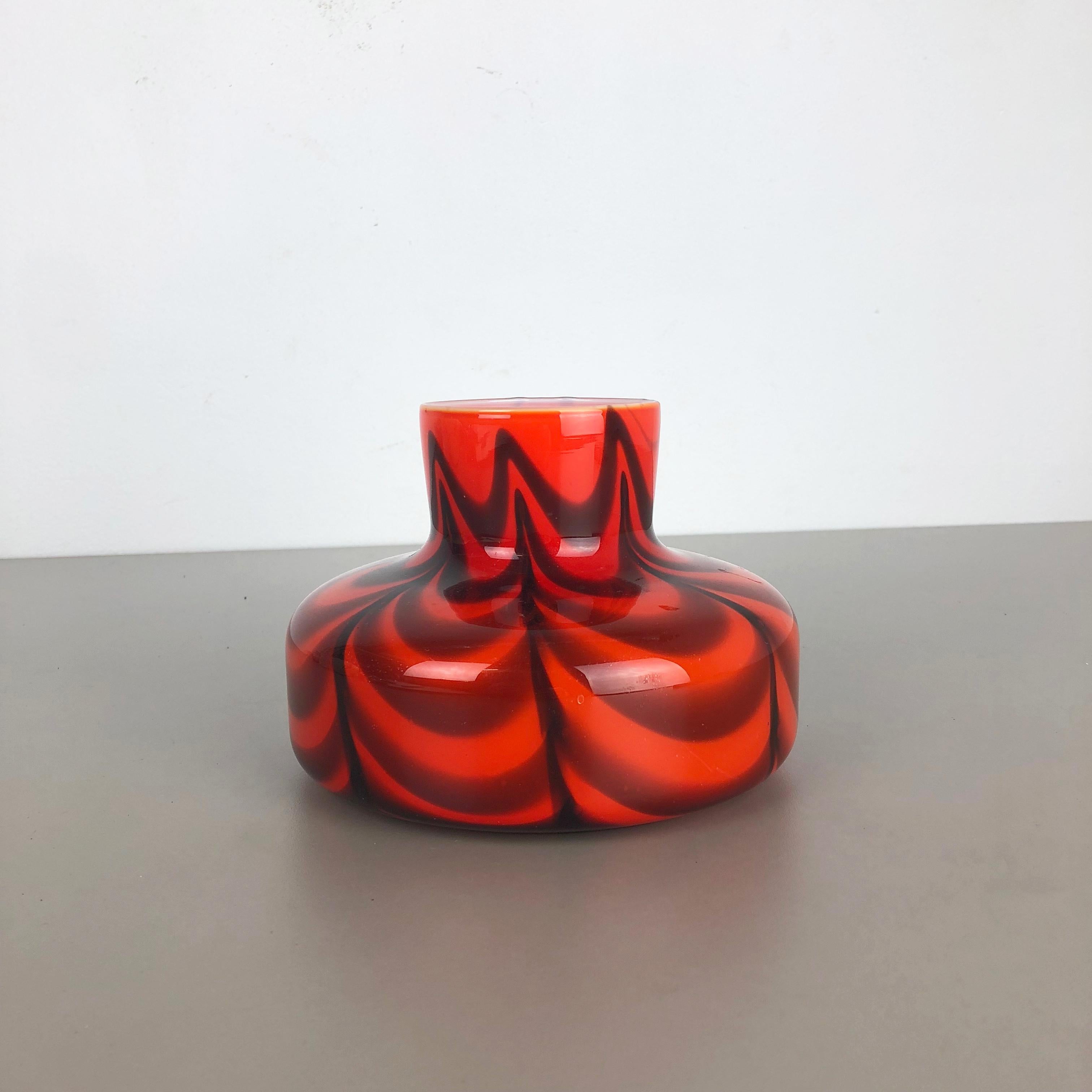 Mid-Century Modern Small Red Vintage Pop Art Opaline Florence Vase Design 1970s, Italy, Nr. 2 For Sale