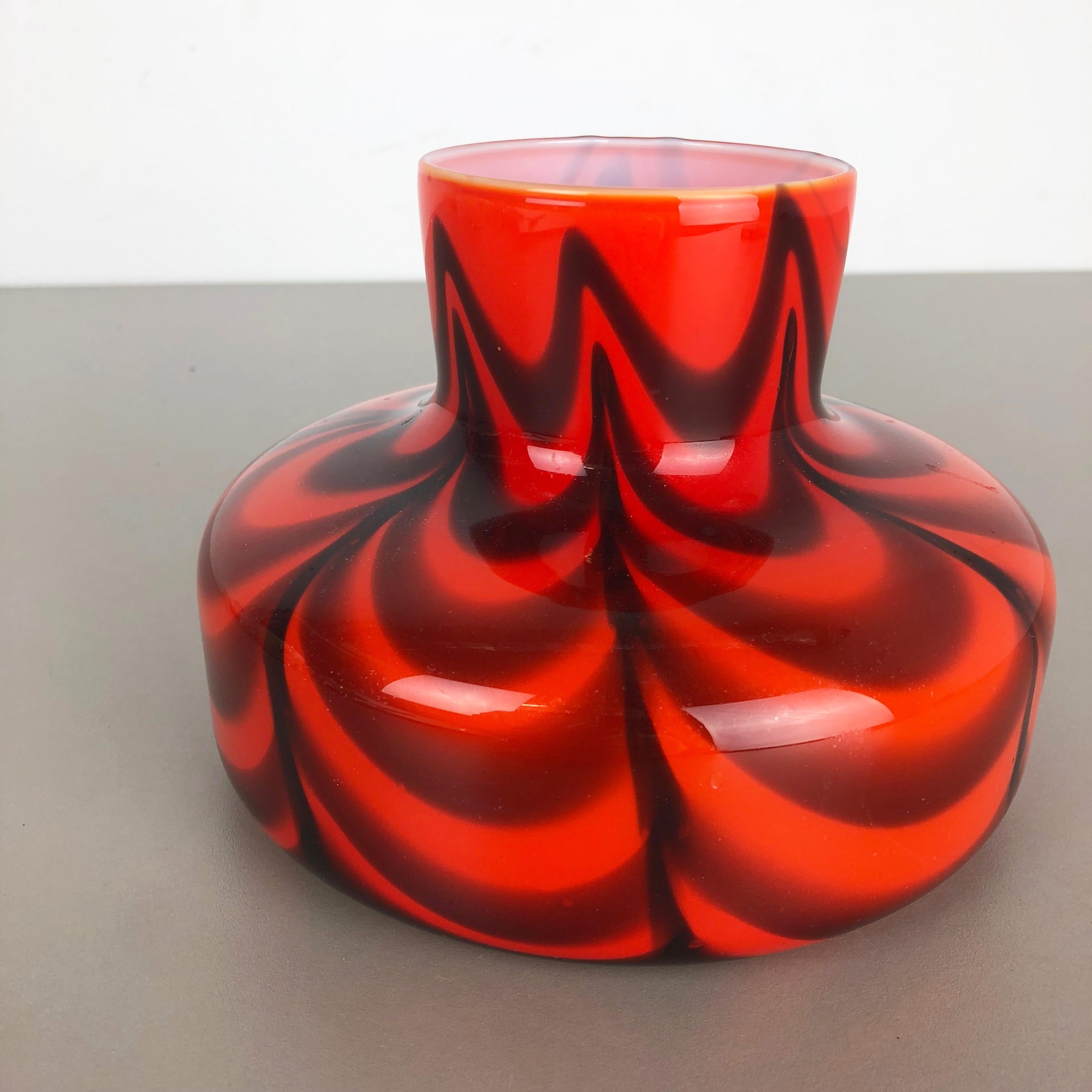 Italian Small Red Vintage Pop Art Opaline Florence Vase Design 1970s, Italy, Nr. 2 For Sale
