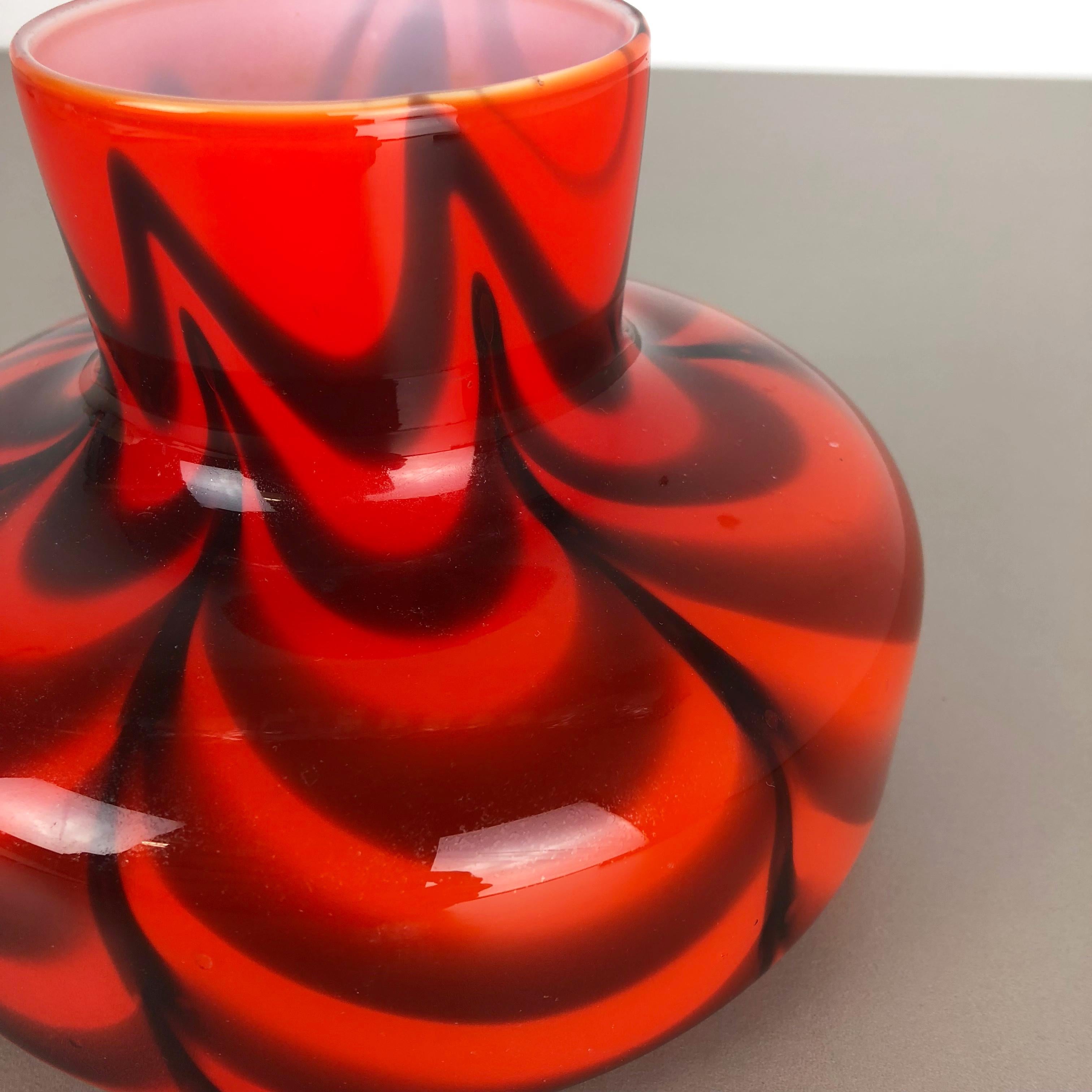 Glass Small Red Vintage Pop Art Opaline Florence Vase Design 1970s, Italy, Nr. 2