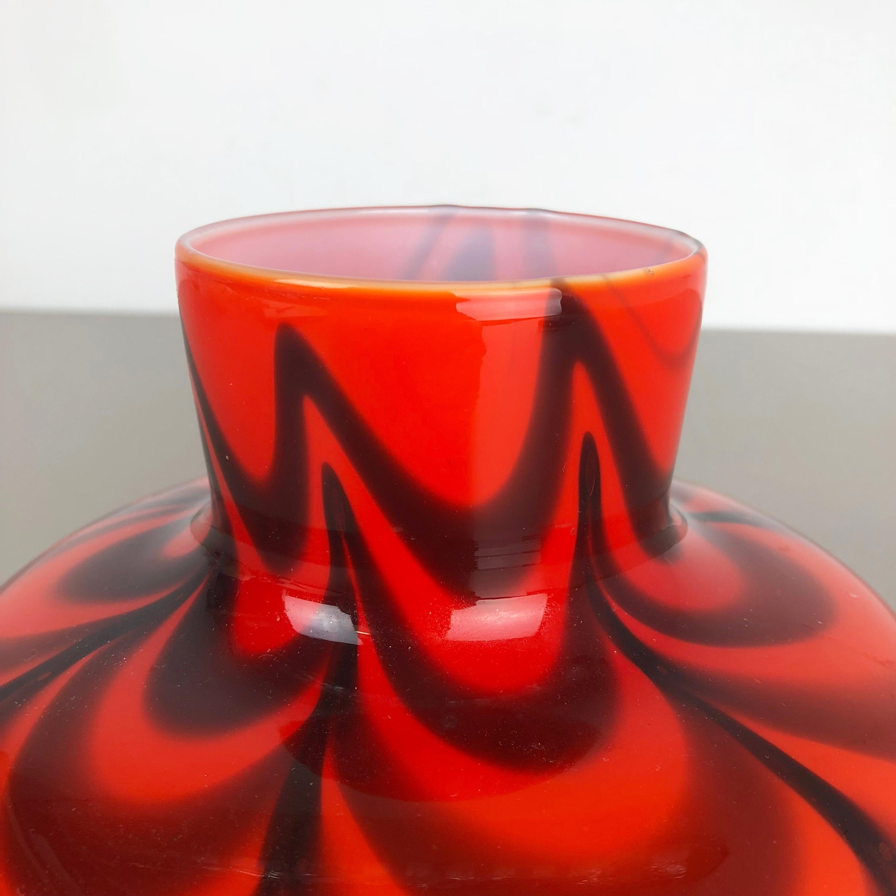 Small Red Vintage Pop Art Opaline Florence Vase Design 1970s, Italy, Nr. 2 1