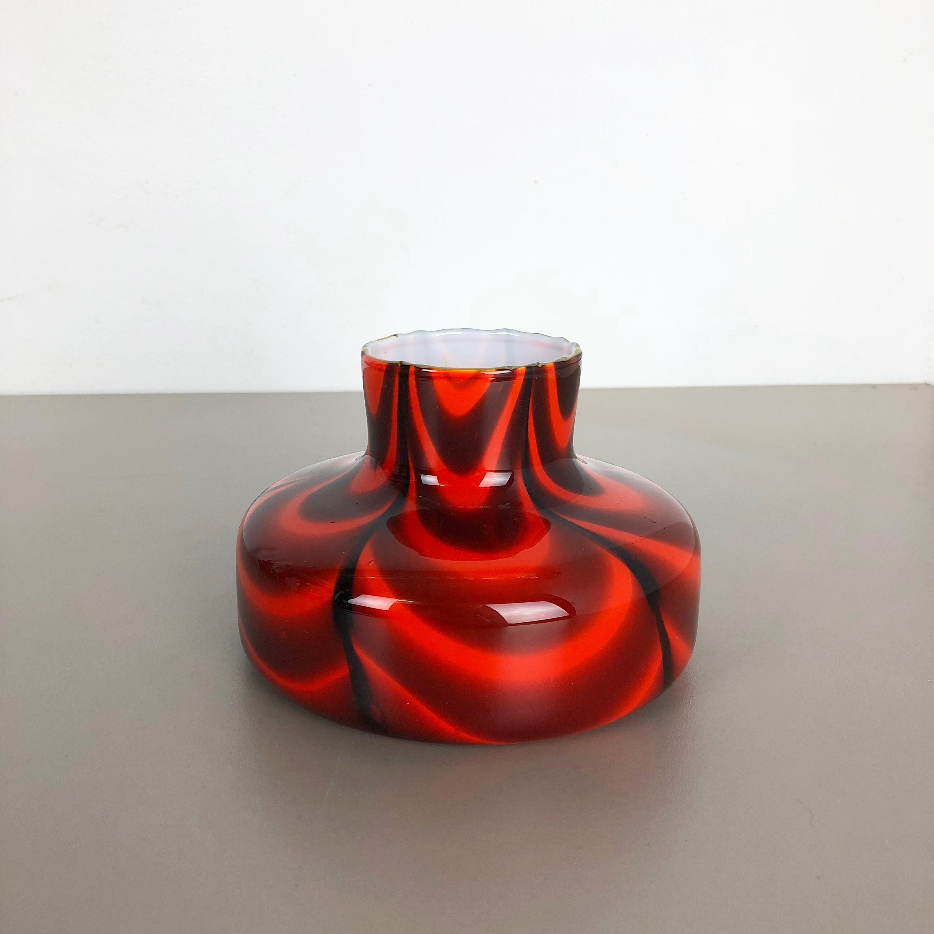 Mid-Century Modern Small Red Vintage Pop Art Opaline Florence Vase Design 1970s, Italy