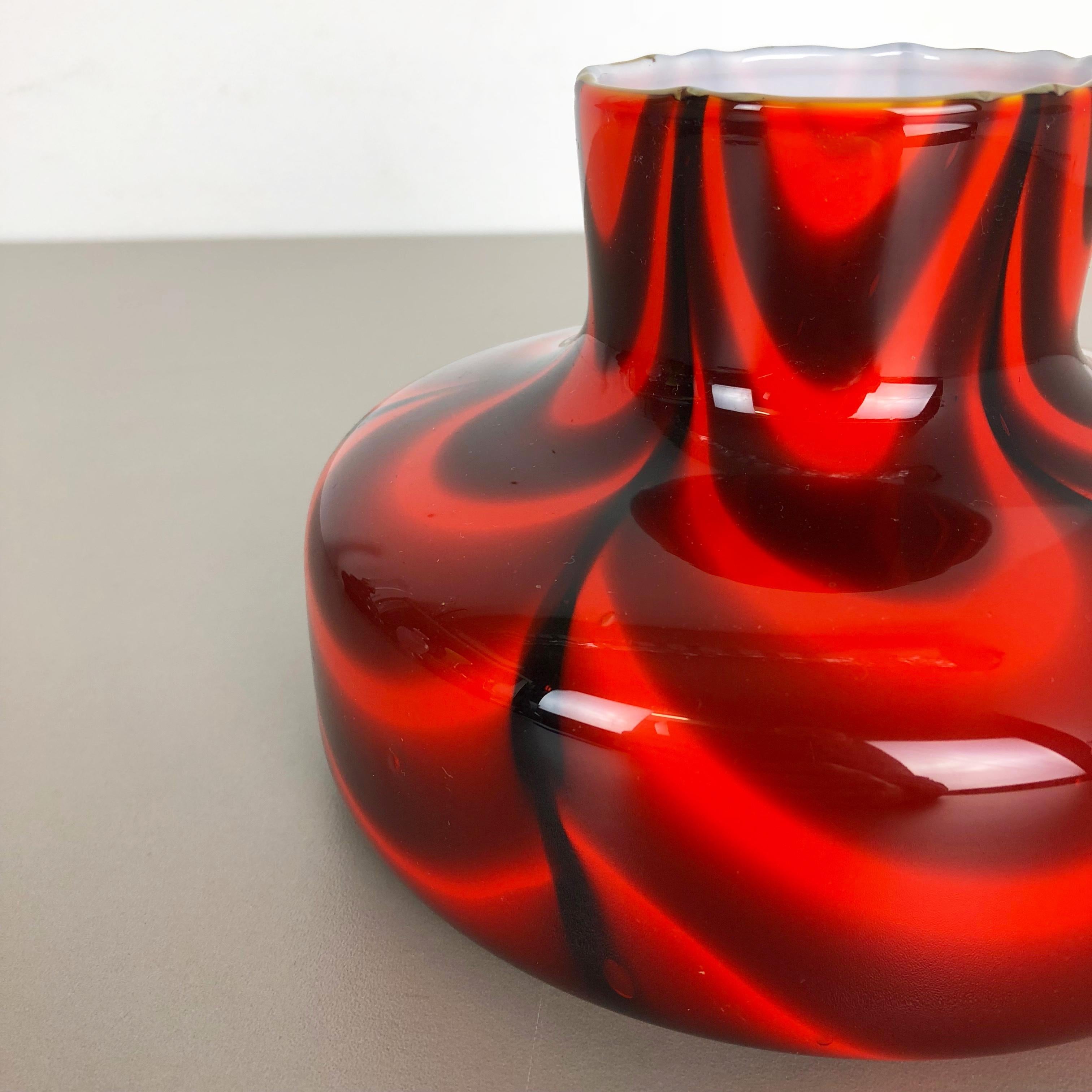 Glass Small Red Vintage Pop Art Opaline Florence Vase Design 1970s, Italy