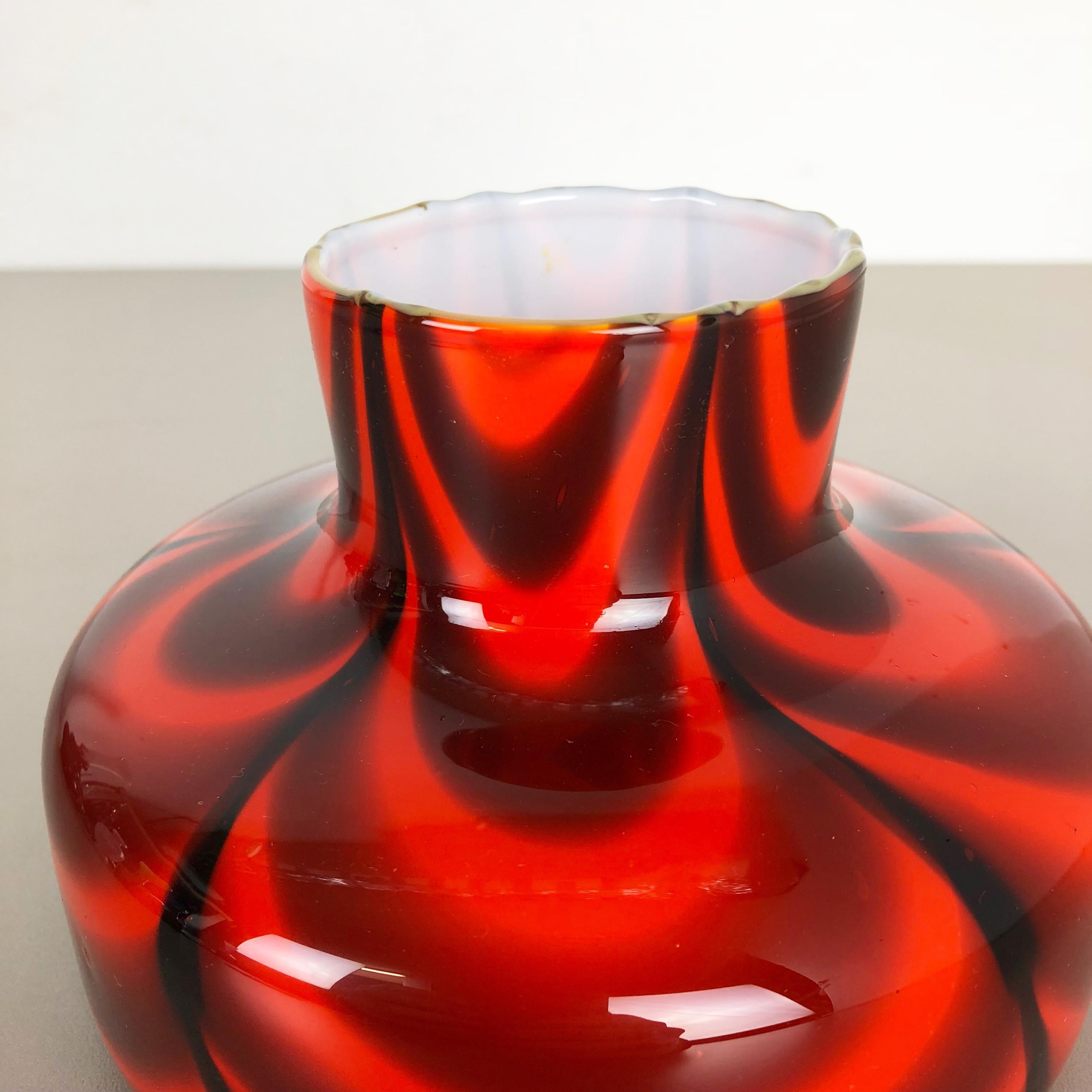 Small Red Vintage Pop Art Opaline Florence Vase Design 1970s, Italy 1