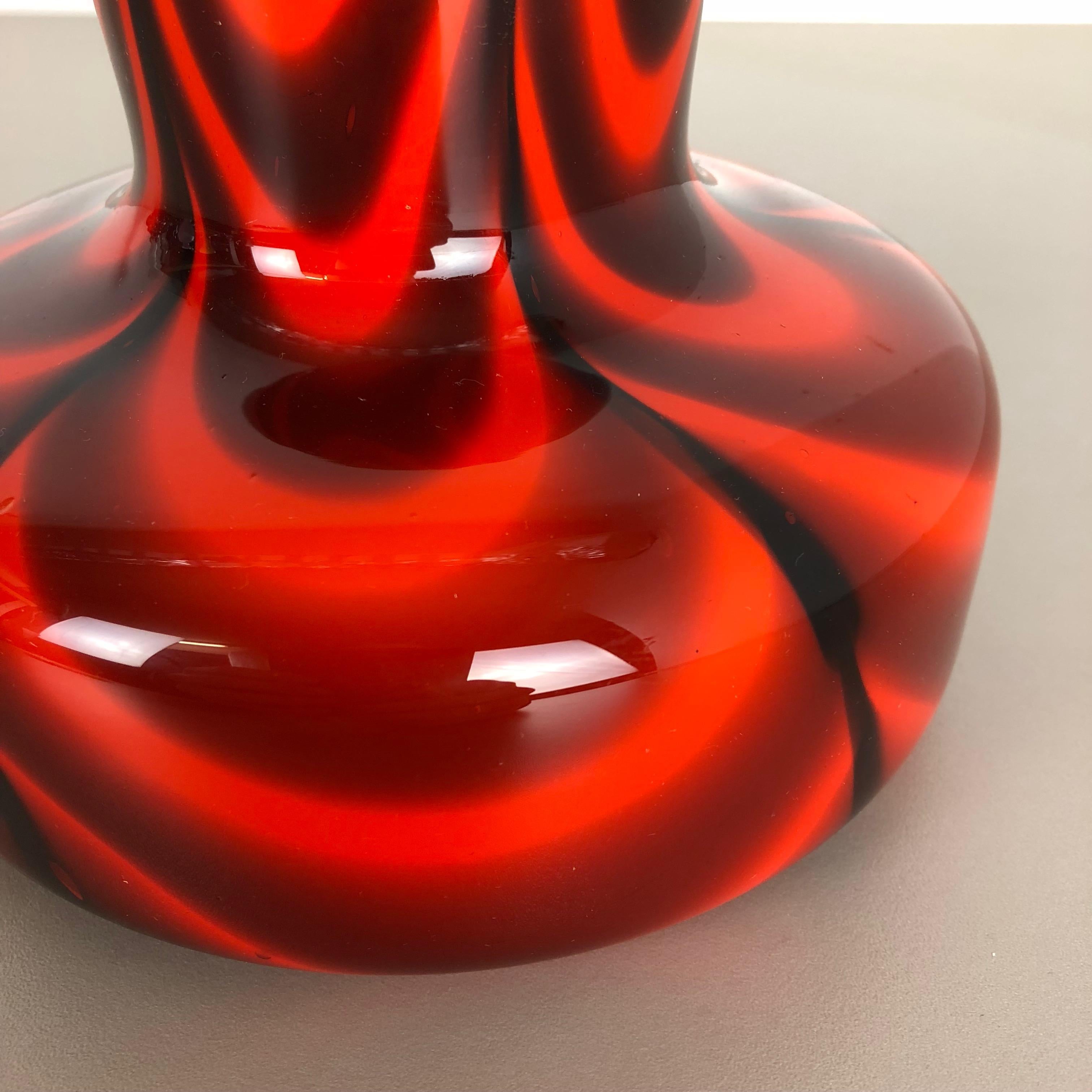 Small Red Vintage Pop Art Opaline Florence Vase Design 1970s, Italy 2