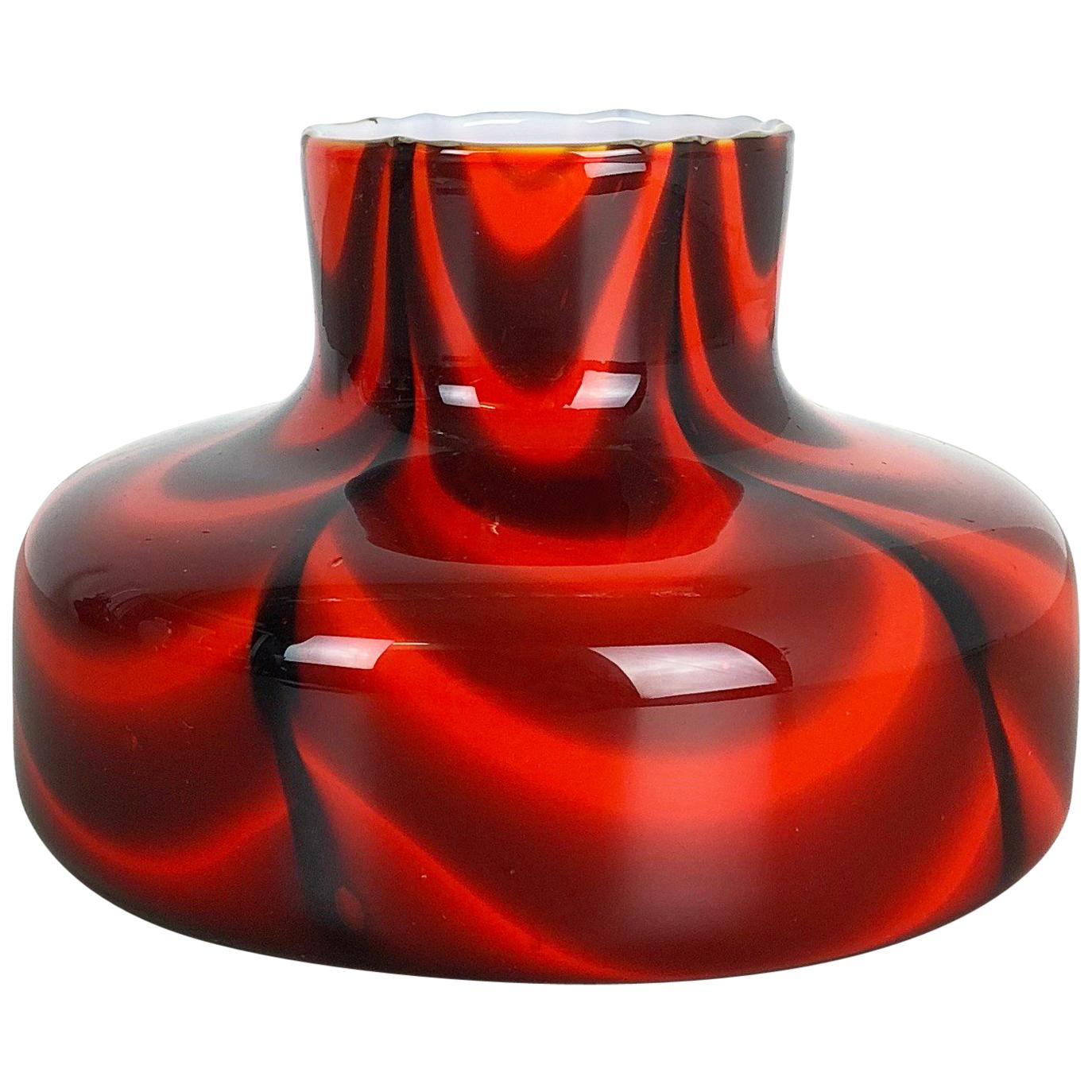 Small Red Vintage Pop Art Opaline Florence Vase Design 1970s, Italy