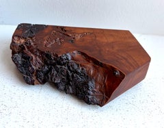 Small Redwood Burlwood Lidded Jewelry Box, signed, California, 1970's