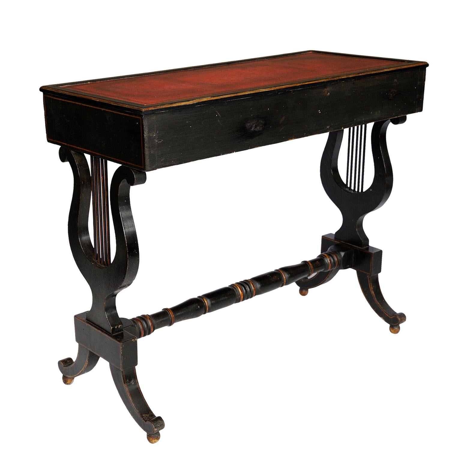 Leather Small Regency Ebonized Writing Table, circa 1815 For Sale