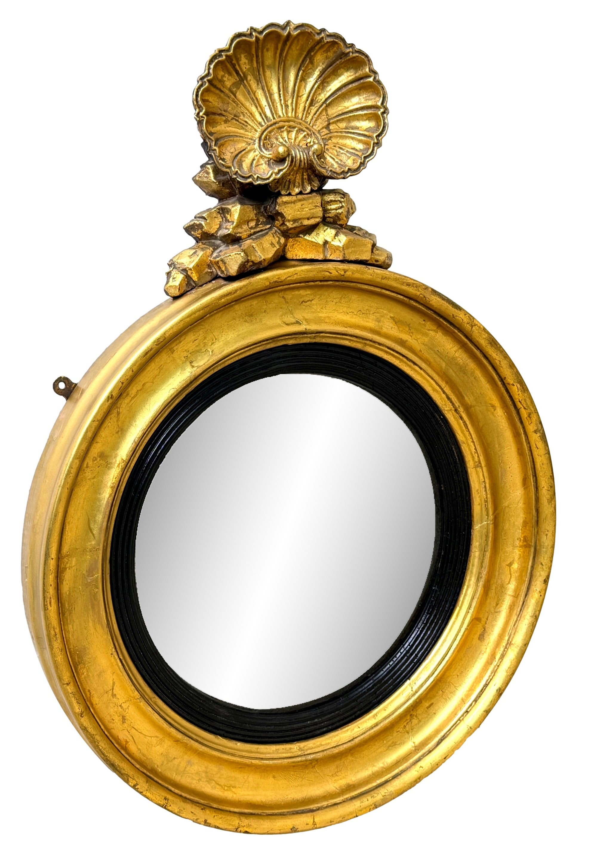 Small Regency Gilt & Gesso Convex Mirror For Sale