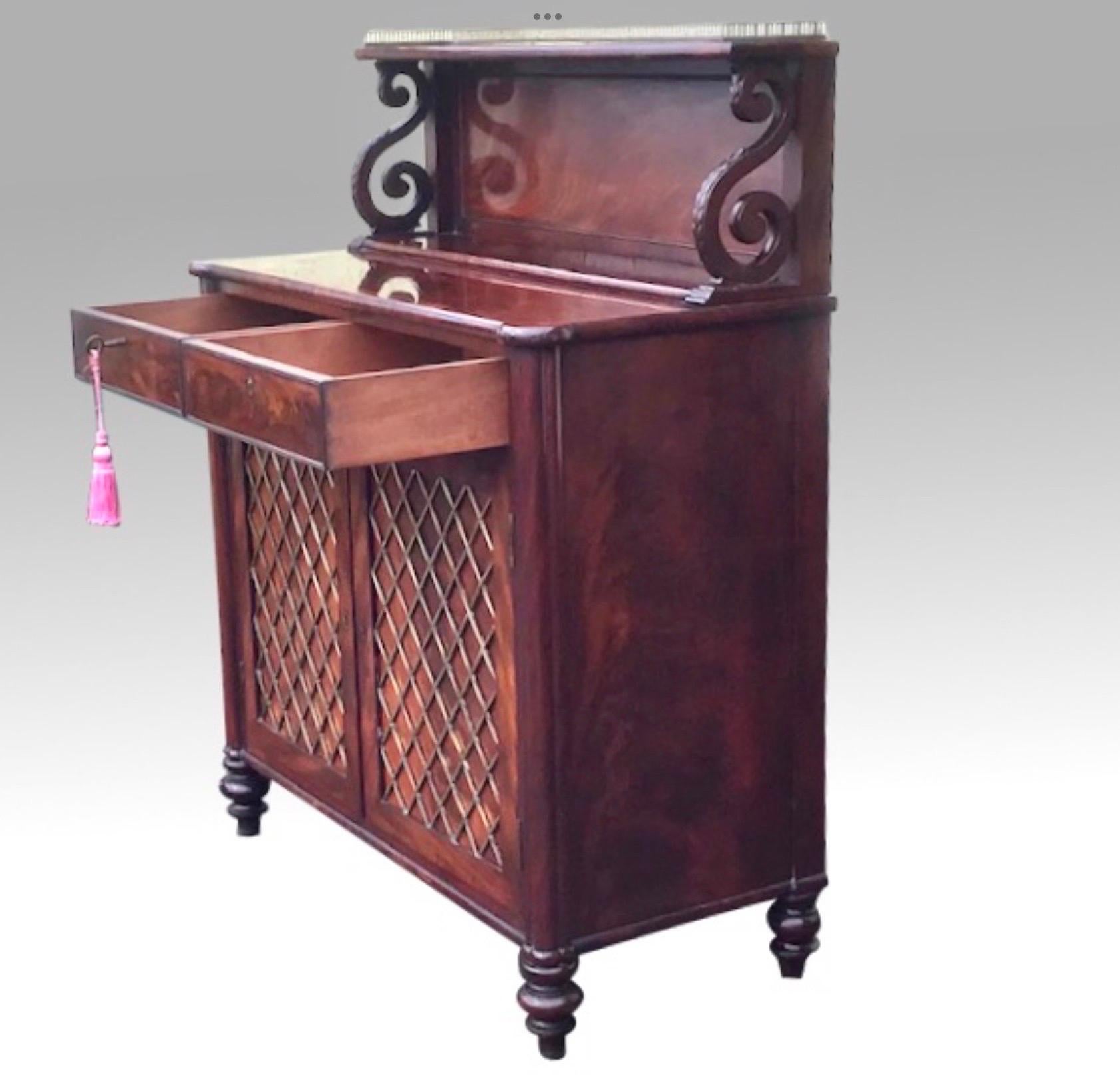 British Small Regency Mahogany Antique Chiffioneer Cabinet Sideboard For Sale