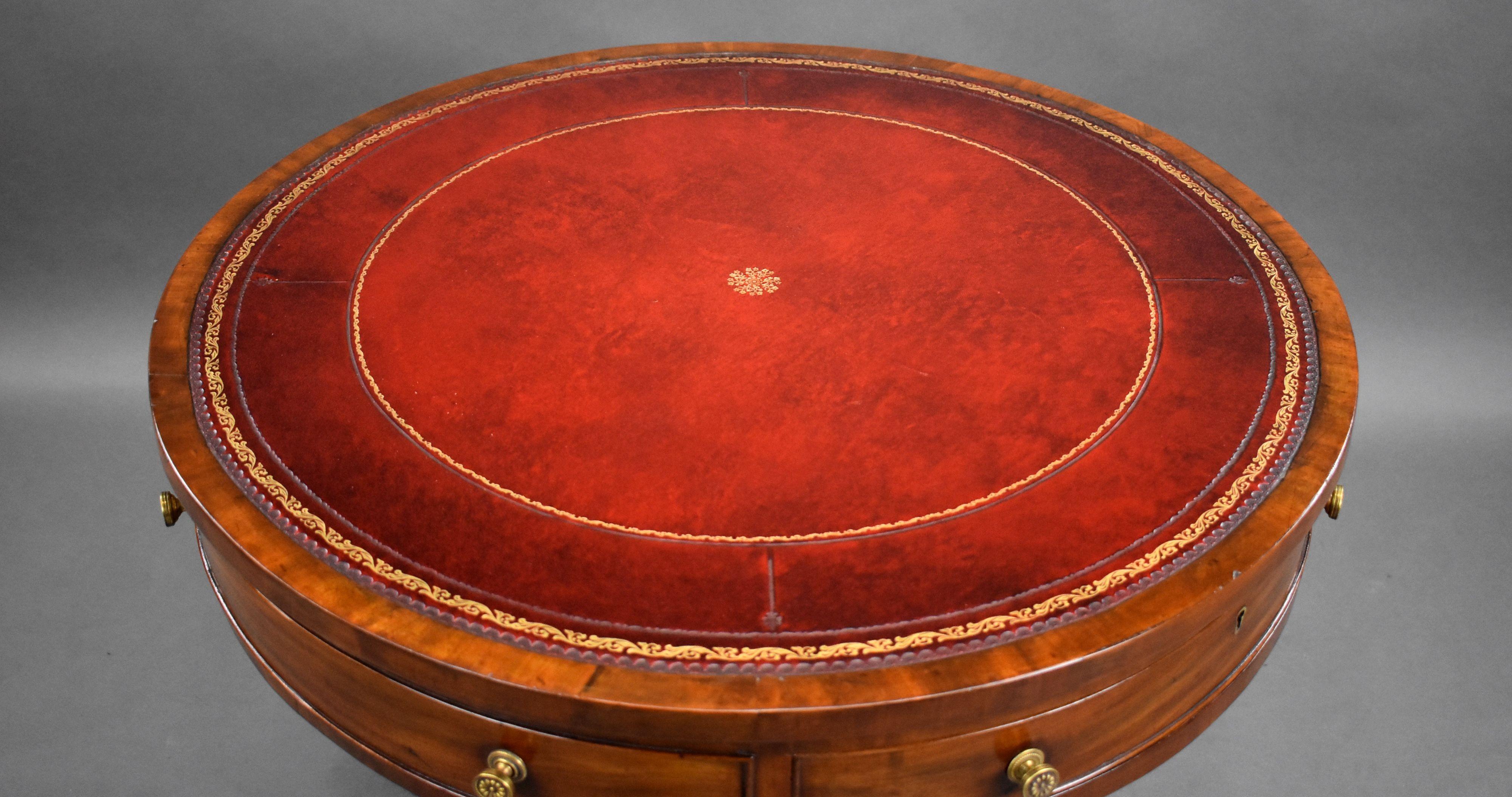 Small Regency Mahogany Drum Table For Sale 2