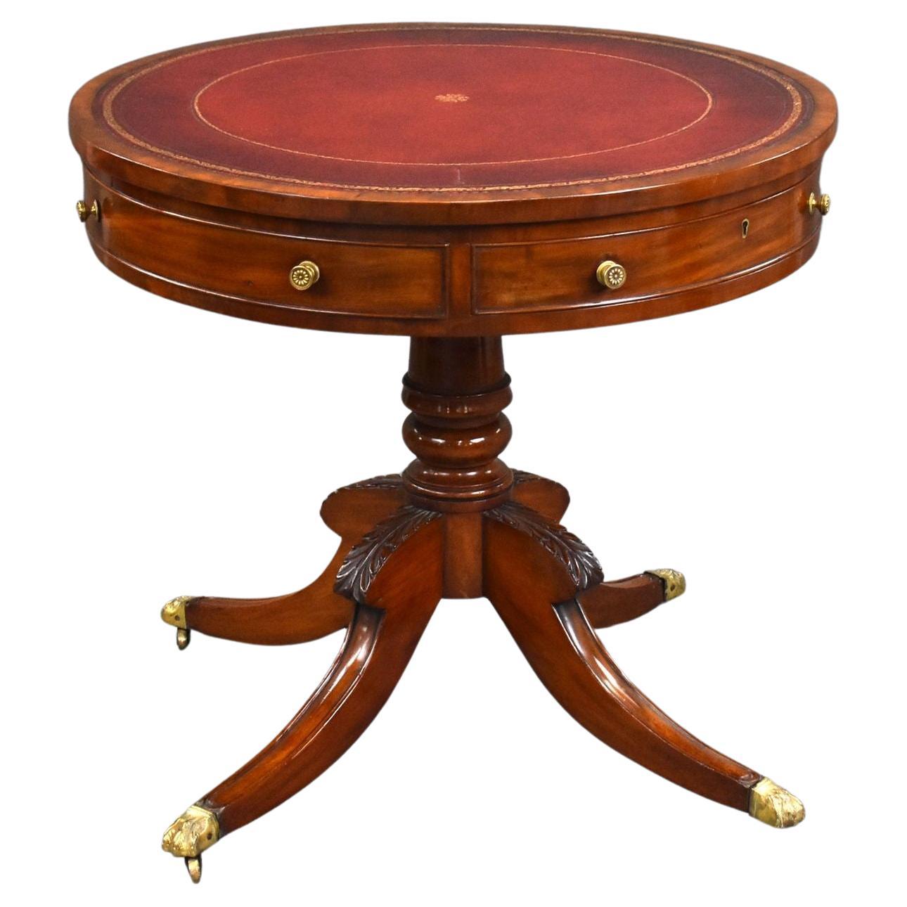 Small Regency Mahogany Drum Table For Sale