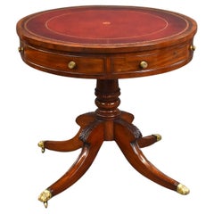 Antique Small Regency Mahogany Drum Table