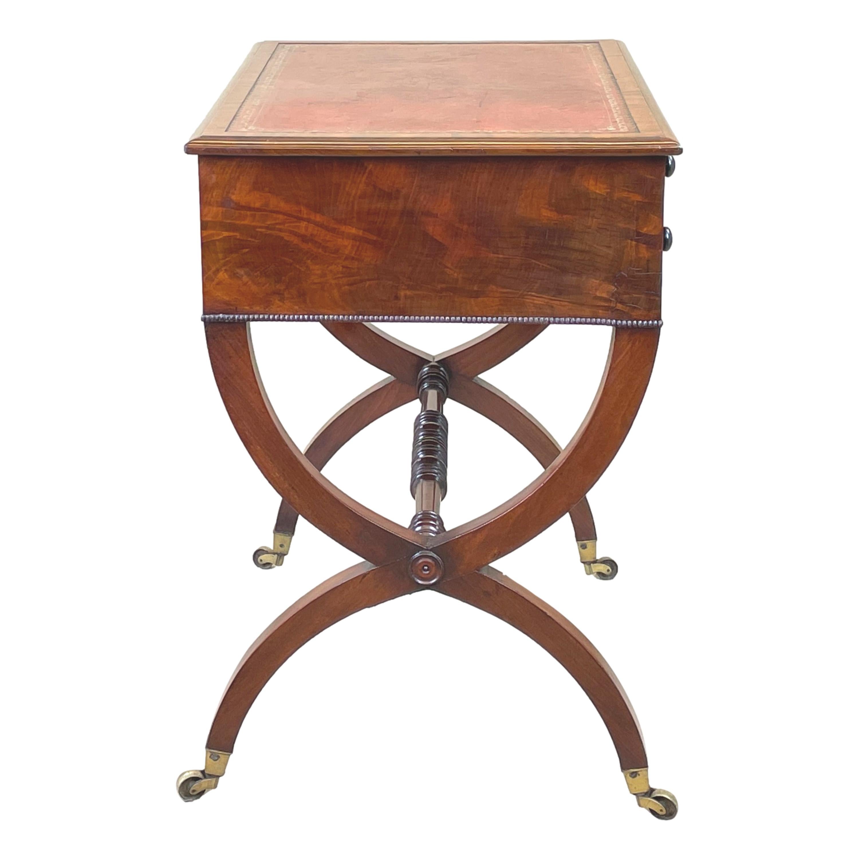 English Small Regency Mahogany Writing Table For Sale