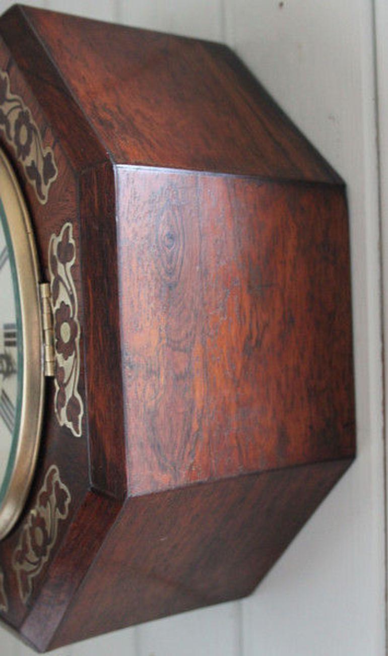 British Small Regency Octagonal Wall Clock For Sale