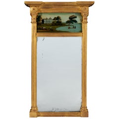 Small Regency Period Early 19th Century Eglomisé Pier Mirror