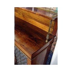 Small Regency Rosewood Brass Inlaid Cabinet Bookcase