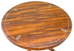 Small Regency Rosewood & Brass Inlaid Circular Centre Table