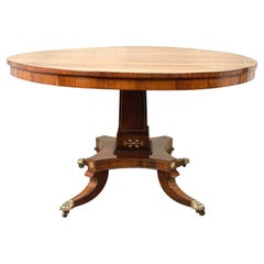Small Regency Rosewood & Brass Inlaid Circular Centre Table