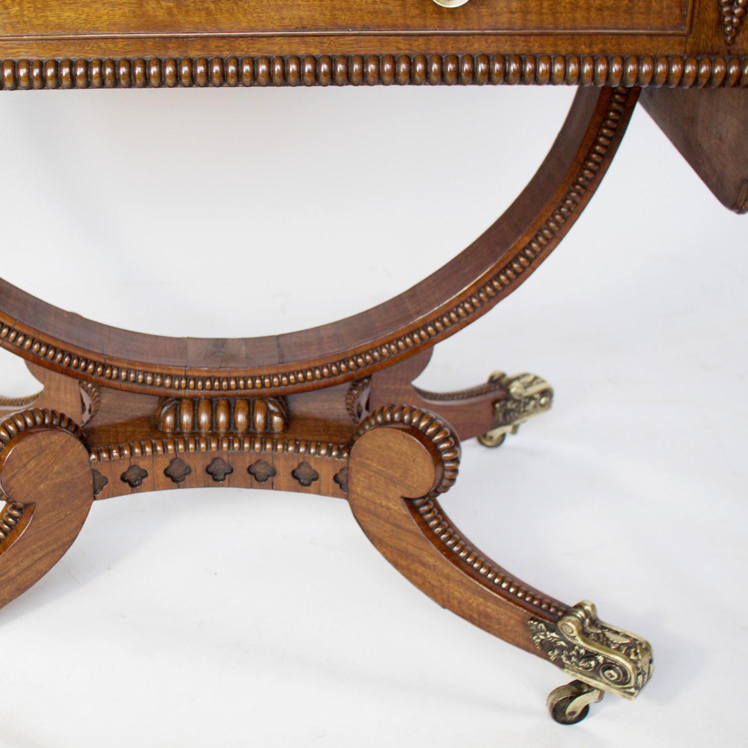 English Small Regency Sofa Table, Rosewood and Mahogany, circa 1815 For Sale