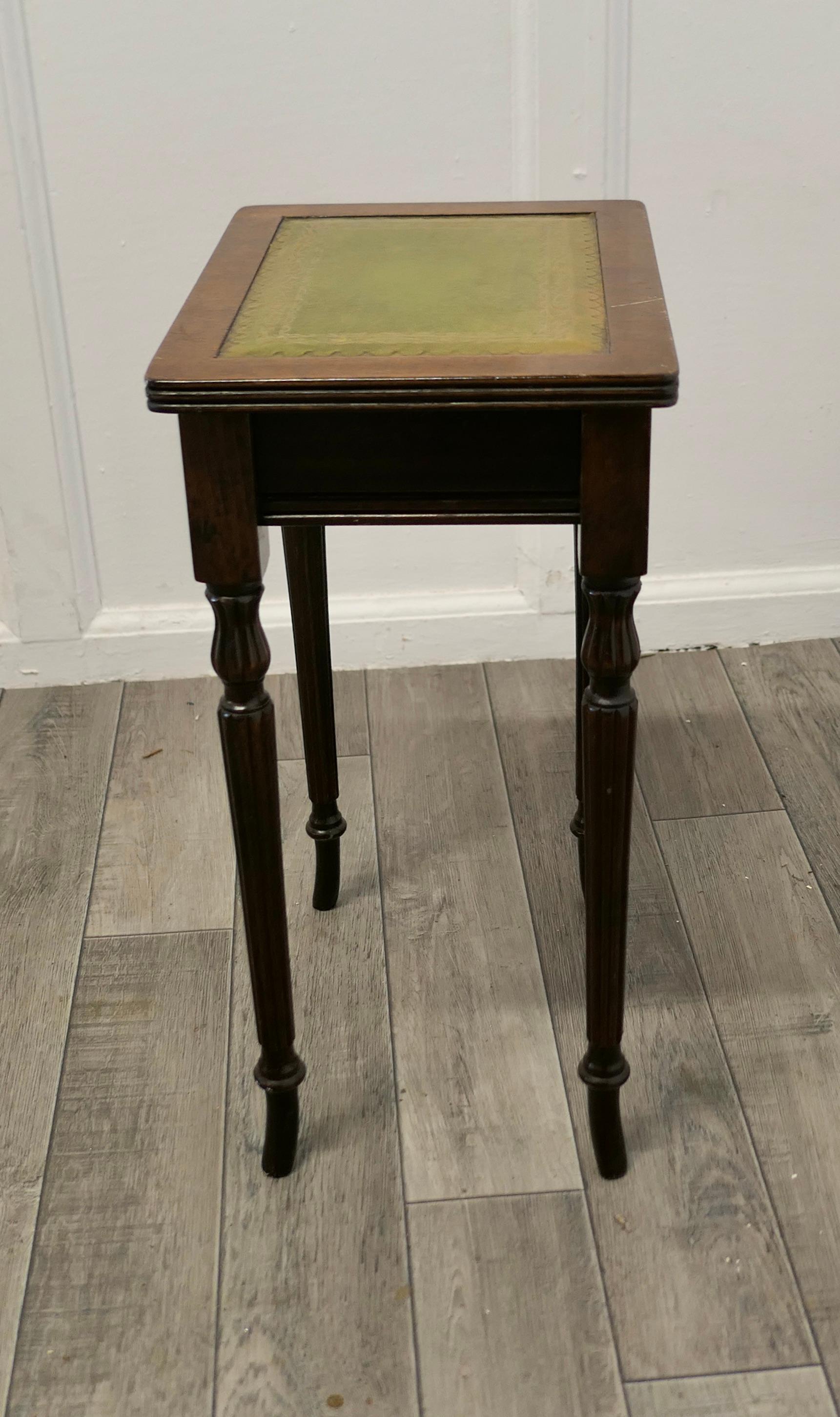 Beech Small Regency Style Leather Top Lamp Table