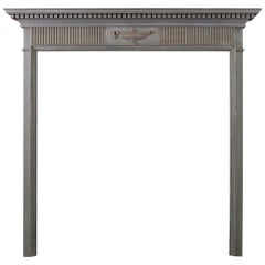 Small Regency Wood Fireplace with Carved Urn