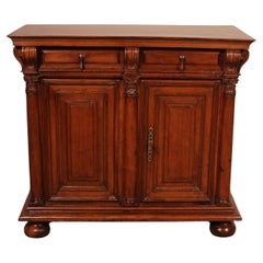 Antique Small Renaissance Buffet In Walnut-17th Century From France