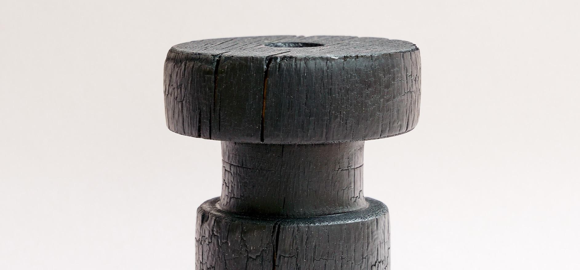 Post-Modern Small Revolved Burnt Beech Vase by Daniel Elkayam