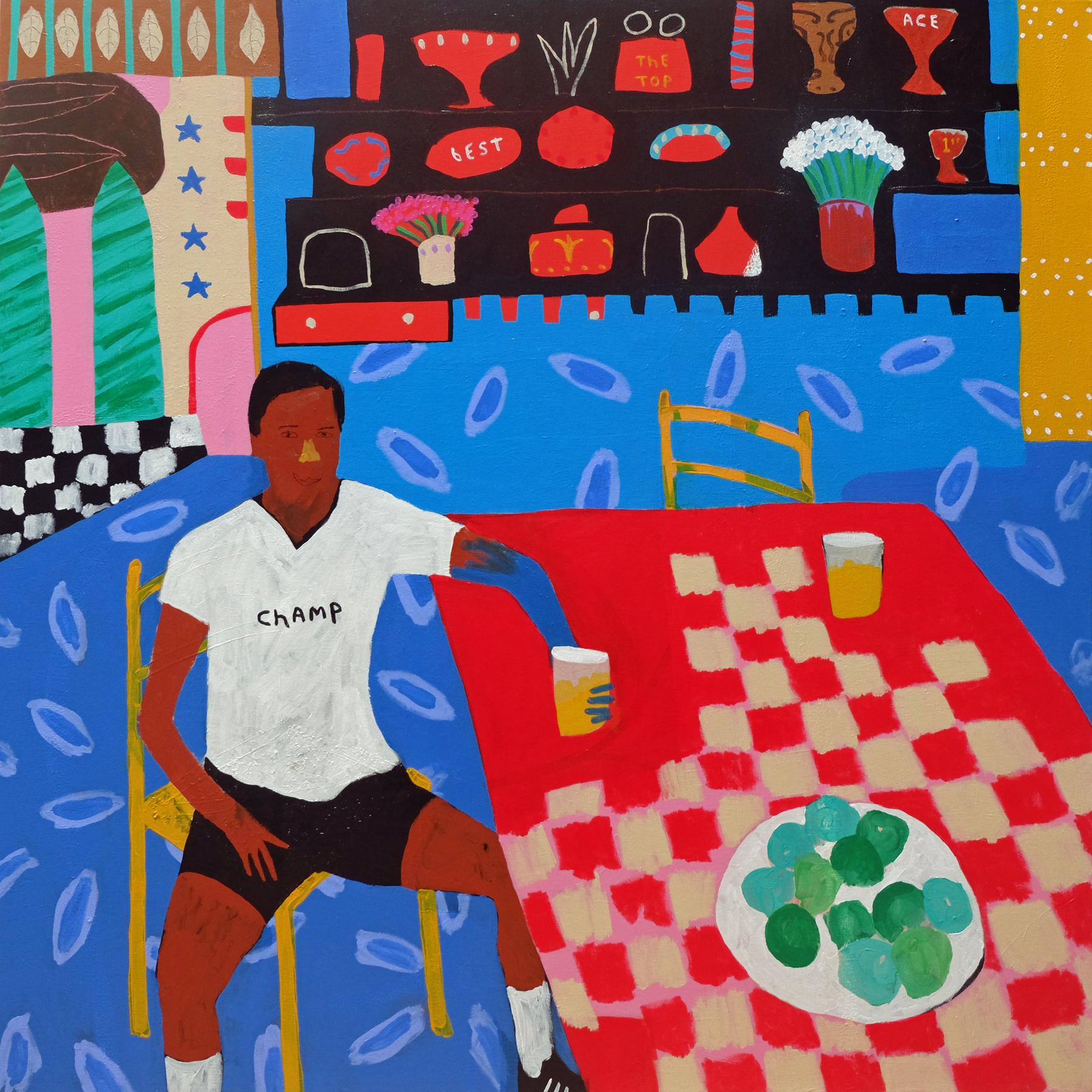 Modern 'Small Rewards' Portrait Painting by Alan Fears Football Sportsman Pop Art For Sale