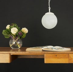Small Ribbed Milk Glass Pendant Lights, Czechoslovakia, Mid-20th Century