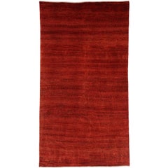 Small Rich Red Contemporary Striped Gabbeh Persian Wool Rug