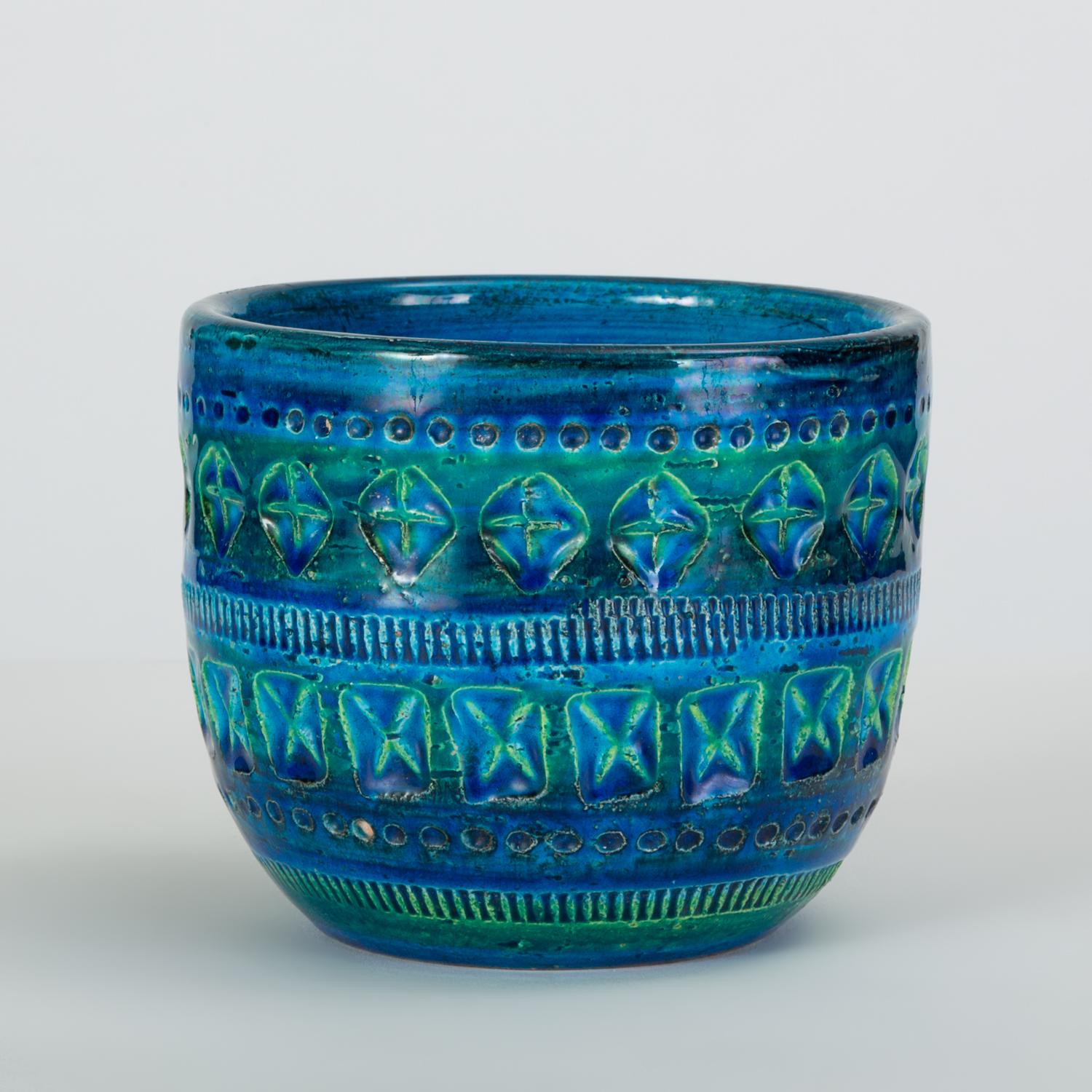 Mid-Century Modern Small “Rimini Blu” Bowl or Vase by Aldo Londi for Bitossi