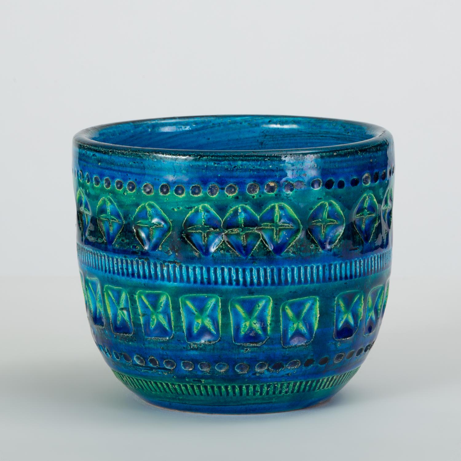 Italian Small “Rimini Blu” Bowl or Vase by Aldo Londi for Bitossi