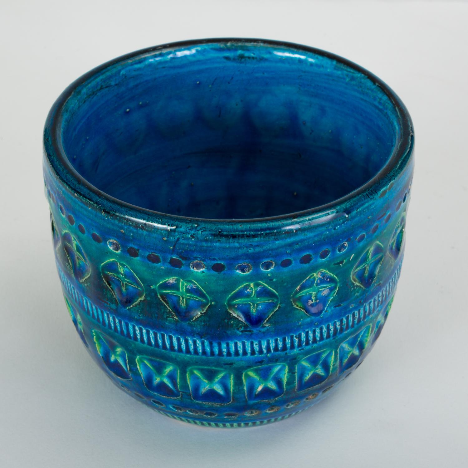 Ceramic Small “Rimini Blu” Bowl or Vase by Aldo Londi for Bitossi