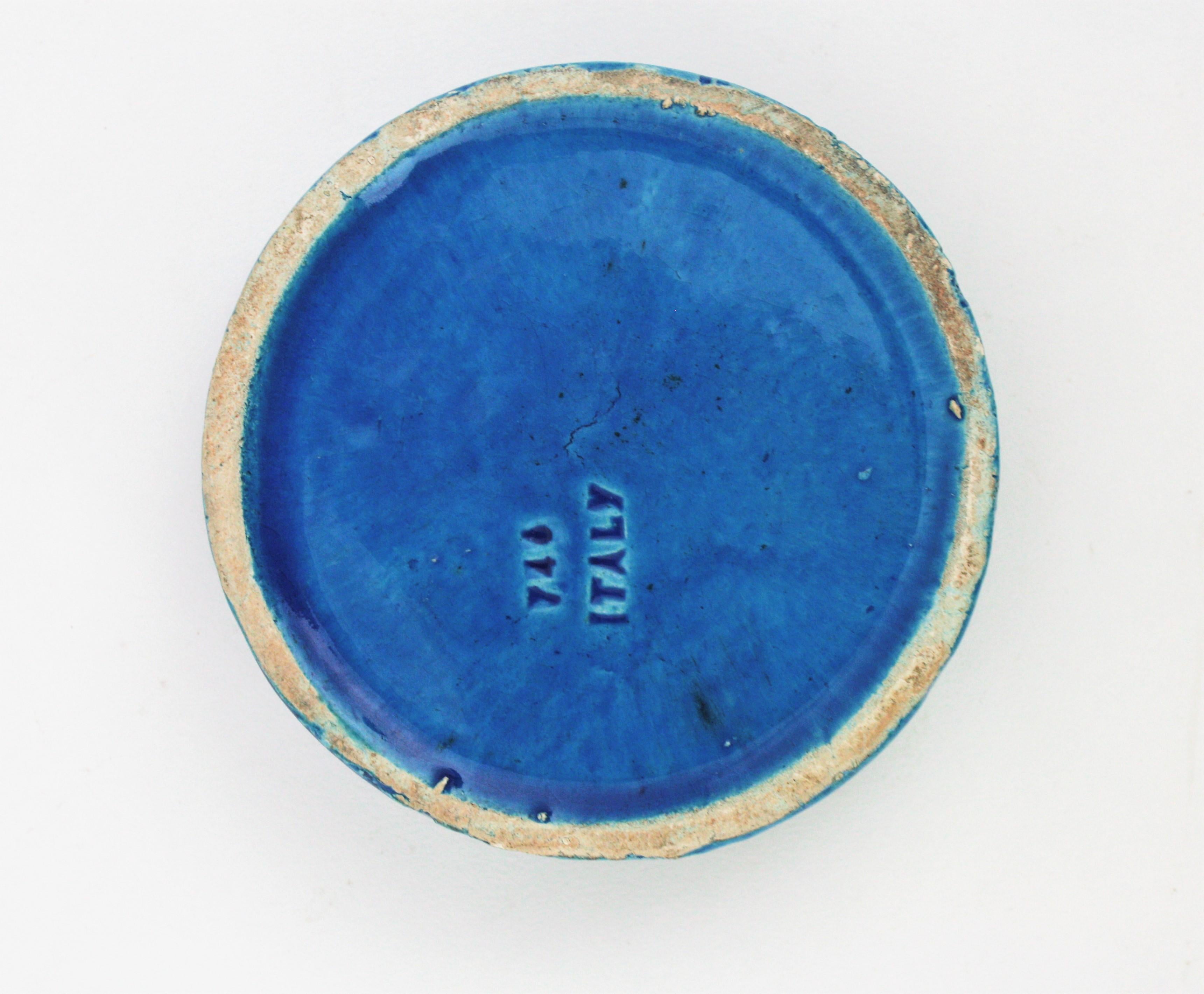 Small Rimini Blue Glazed Ceramic Circular Ashtray by Aldo Londi for Bitossi 5