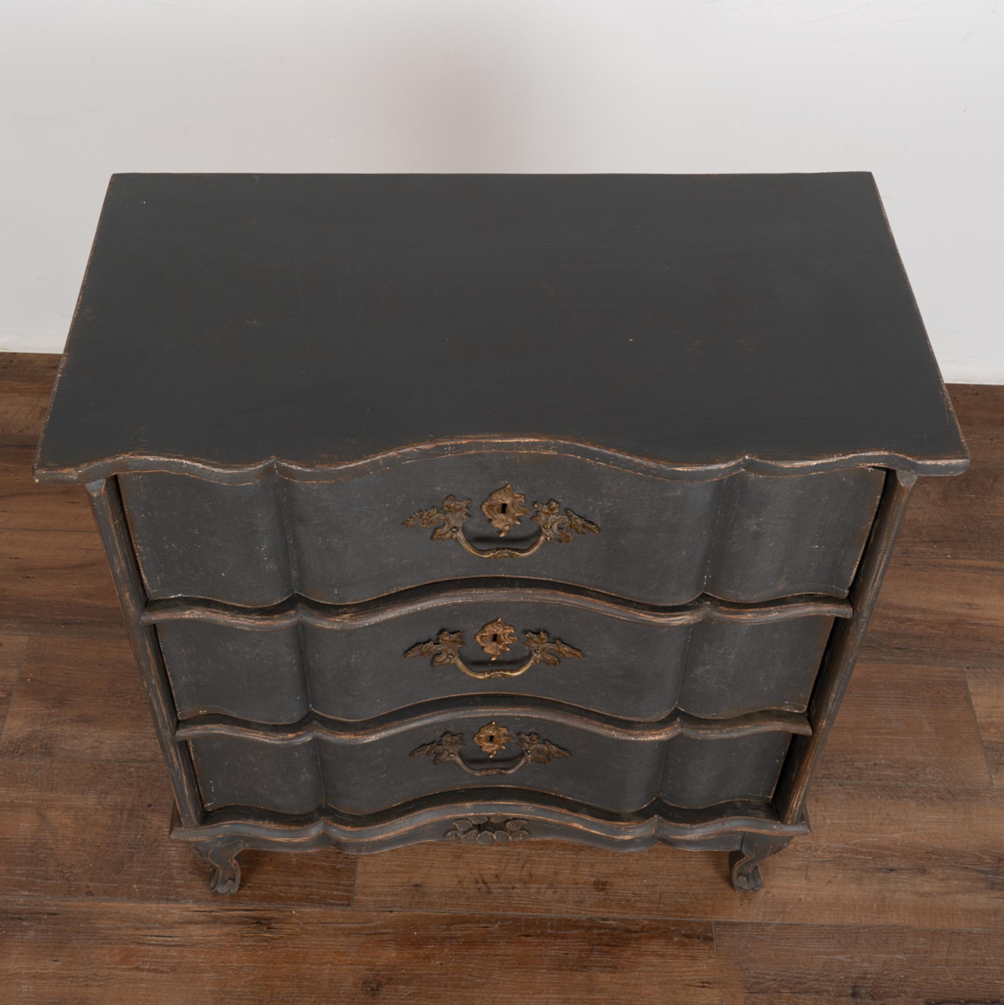 19th Century Small Rococo Chest of Three Drawers, Sweden circa 1840-60 For Sale
