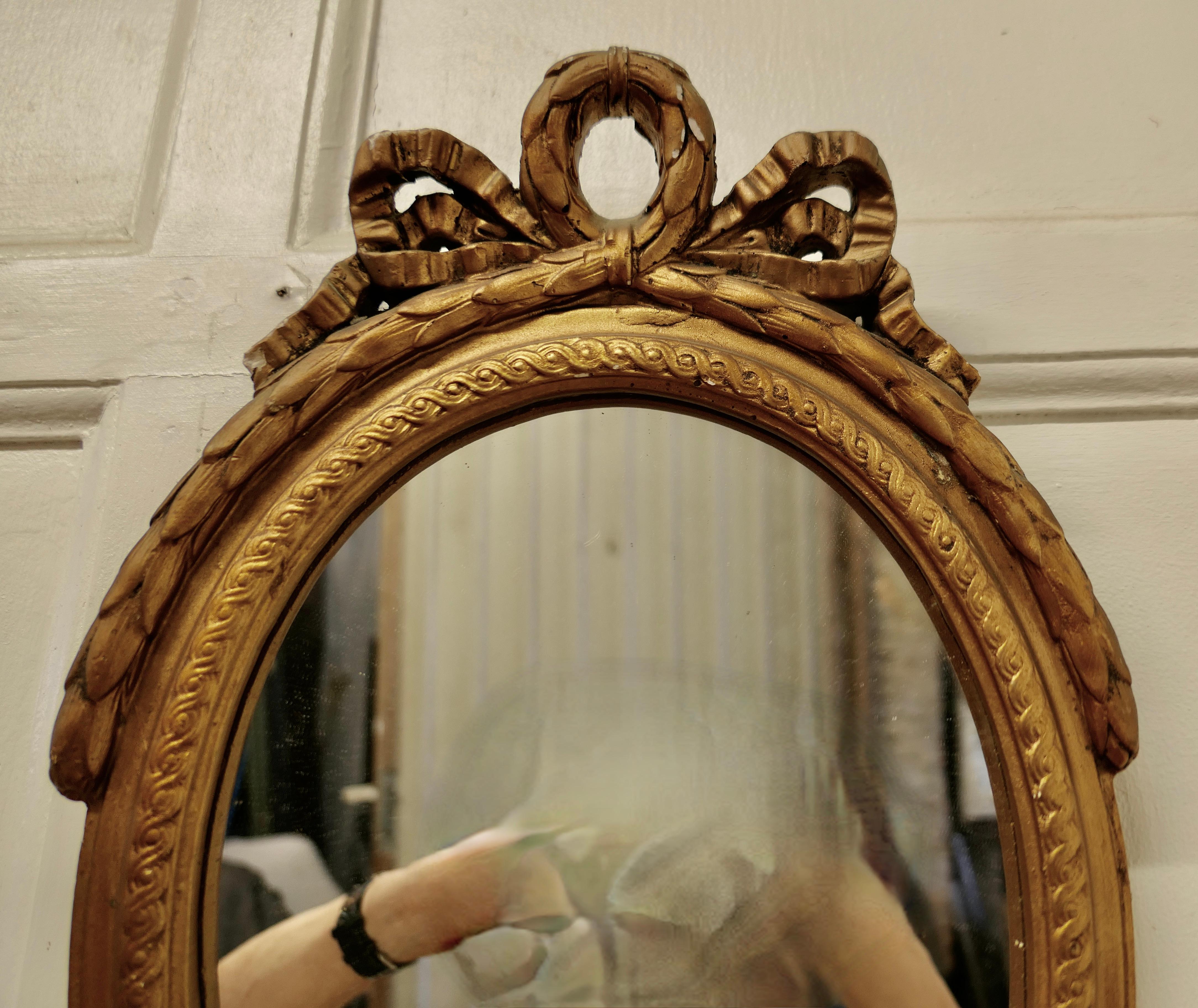 19th Century Small Rococo Oval Gilt Wall Mirror  For Sale