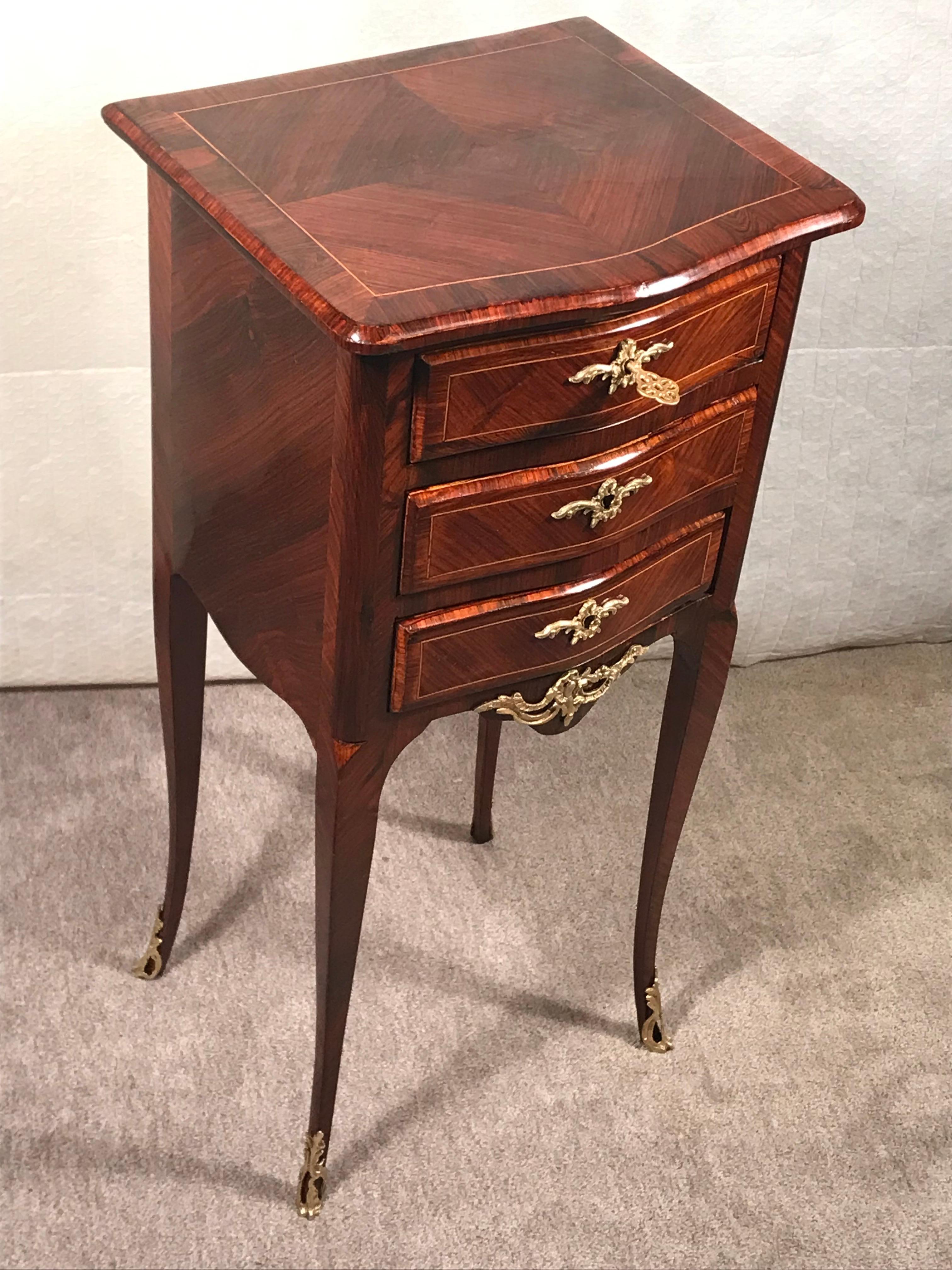 French Small Rococo Style Chest of Drawers or Nightstand, France, 19th Century For Sale