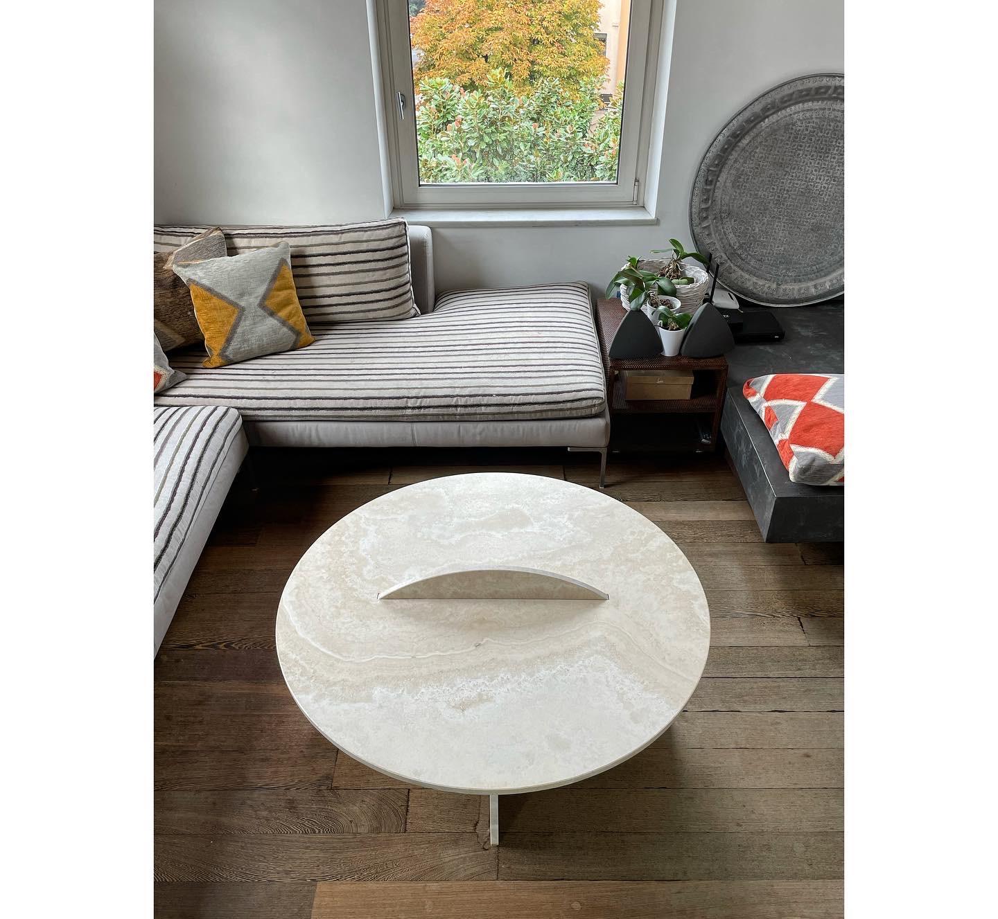 Travertine Small Roma Coffee Table by Emanuela Petrucci For Sale