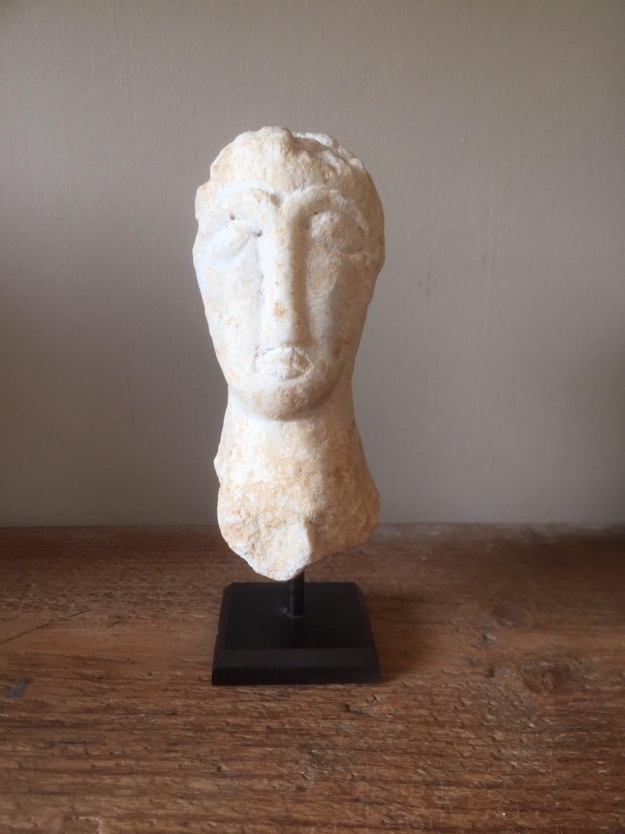 Medieval Small Romanesque Marble Head