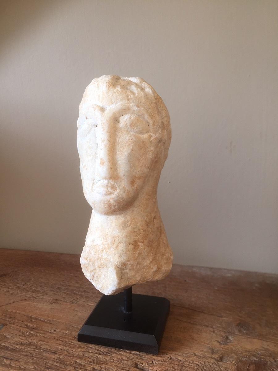 Hand-Crafted Small Romanesque Marble Head
