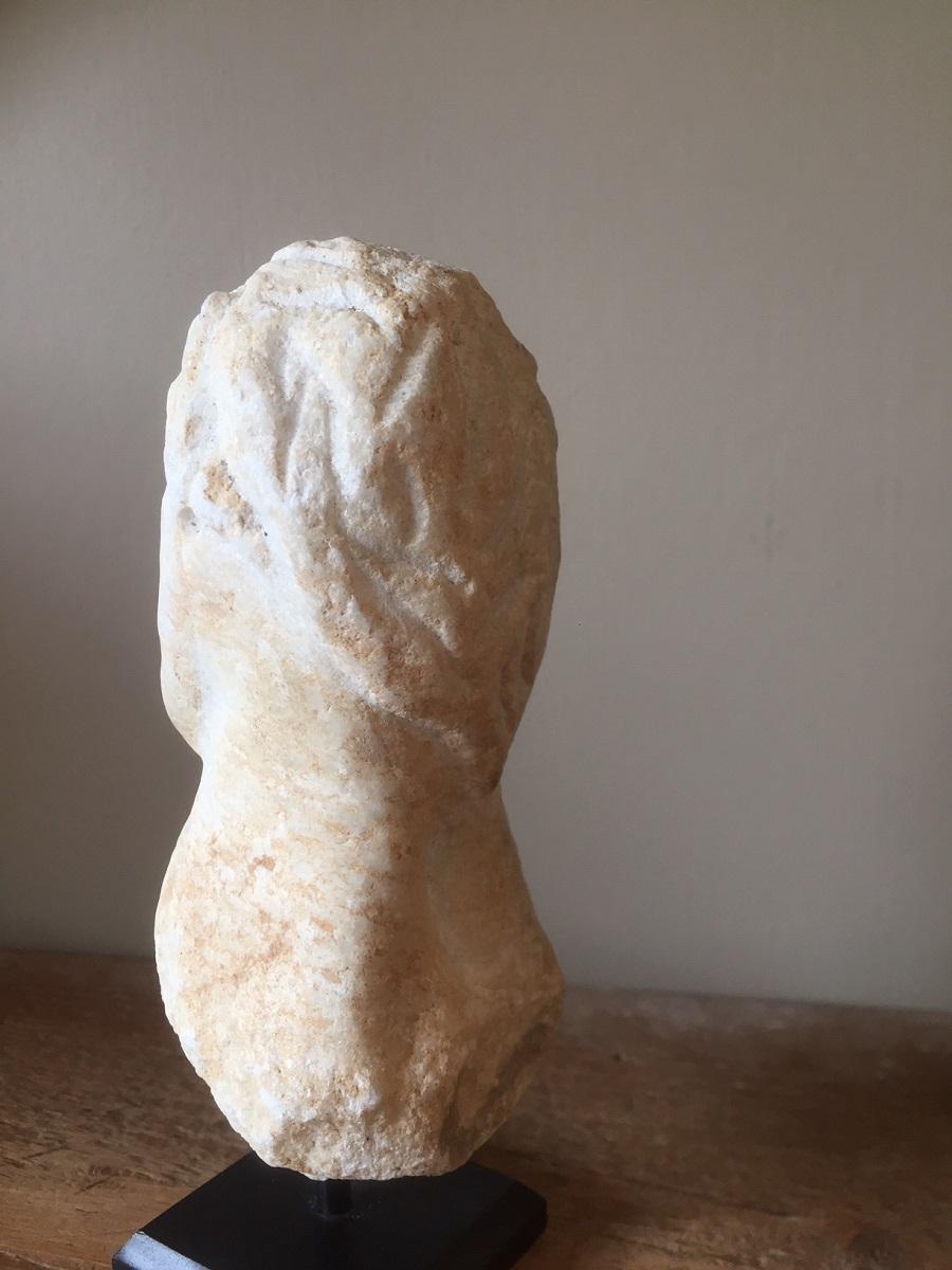 18th Century and Earlier Small Romanesque Marble Head