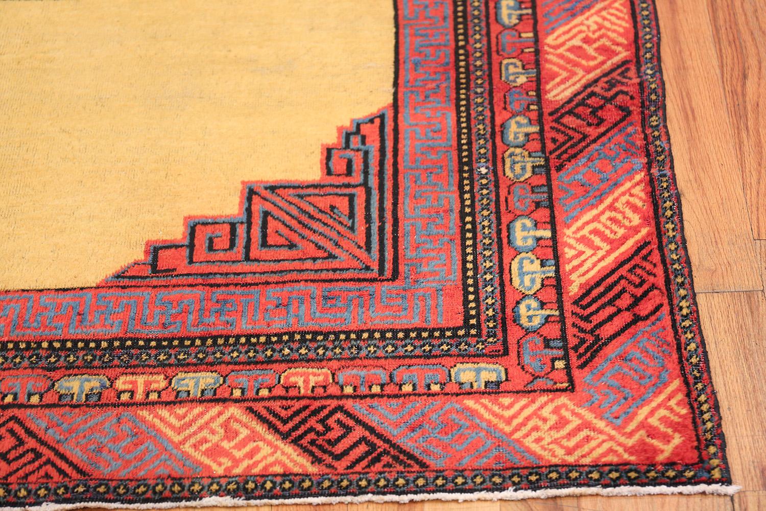 Hand-Knotted Small Room Size Funky and Tribal Antique Khotan Rug