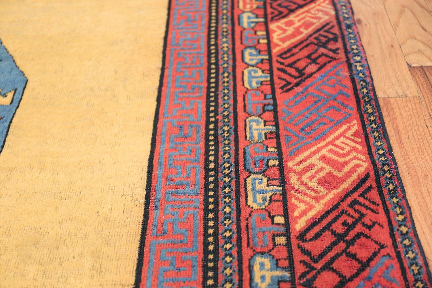Wool Small Room Size Funky and Tribal Antique Khotan Rug
