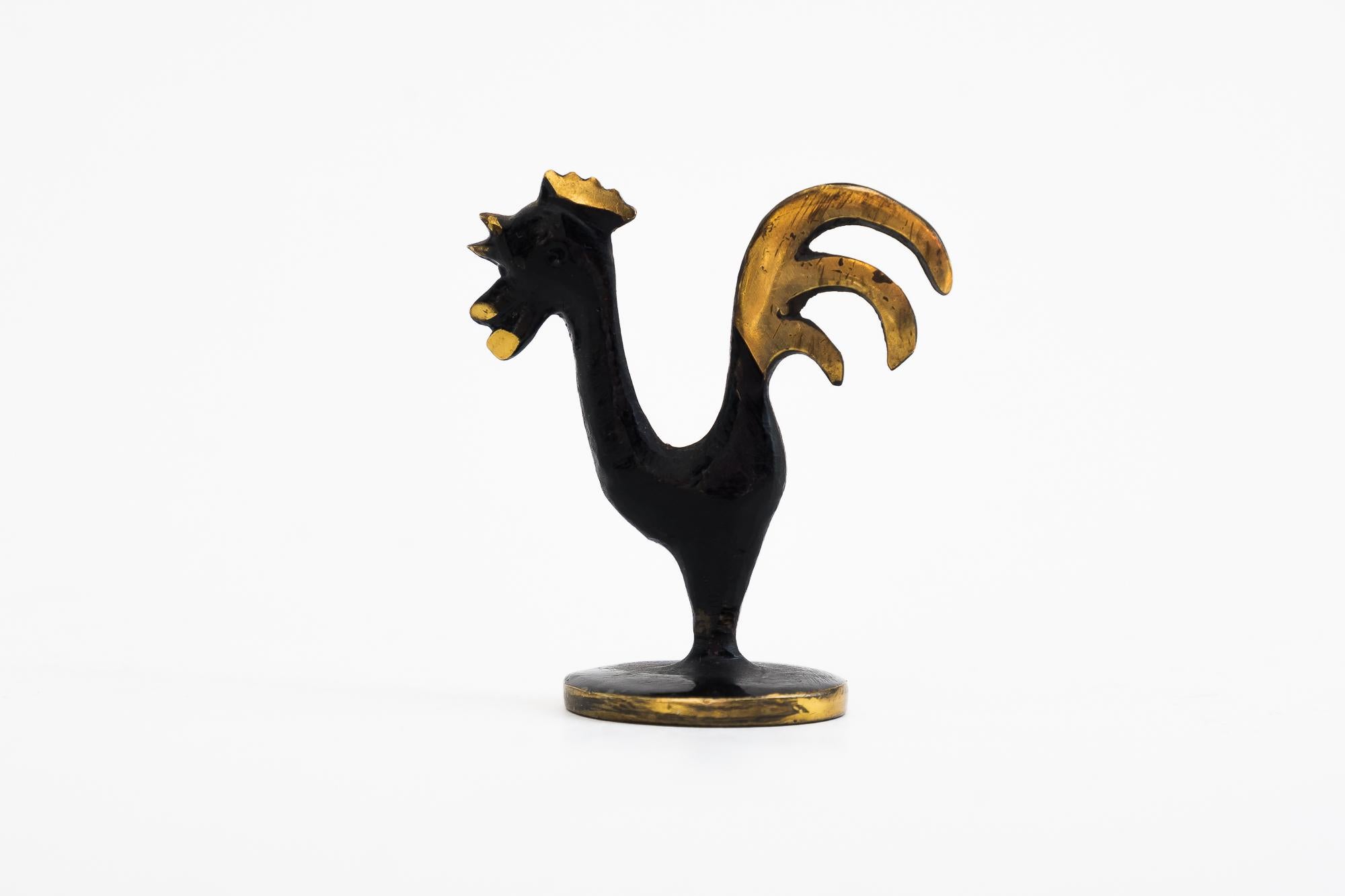 Blackened Small Rooster Figurine by Walter Bosse, Vienna, Around 1950s For Sale