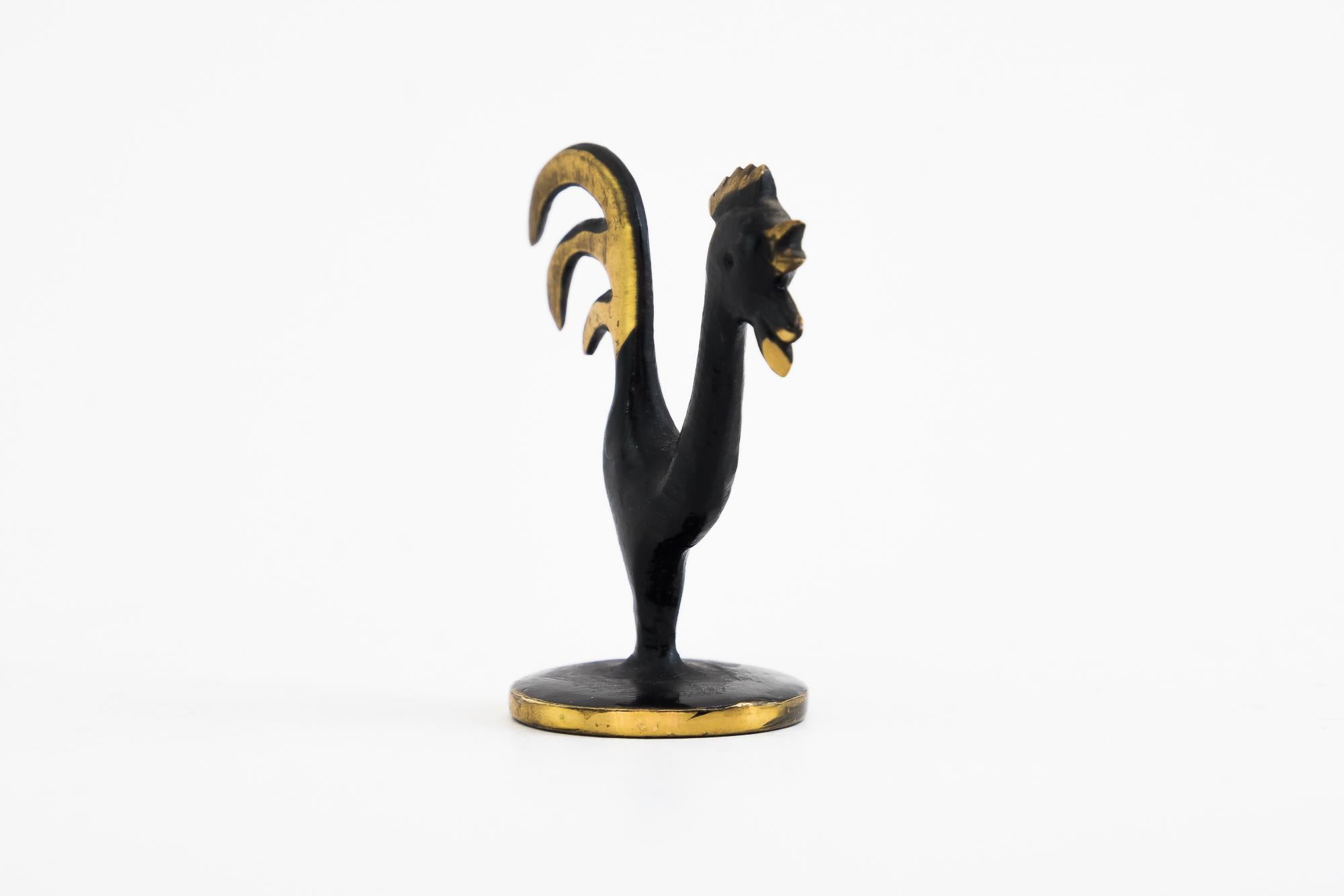 Mid-20th Century Small Rooster Figurine by Walter Bosse, Vienna, Around 1950s For Sale